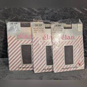 Vintage Élan OSFA Smooth Touch Pantyhose Sheer  Gray Lot Of 3
